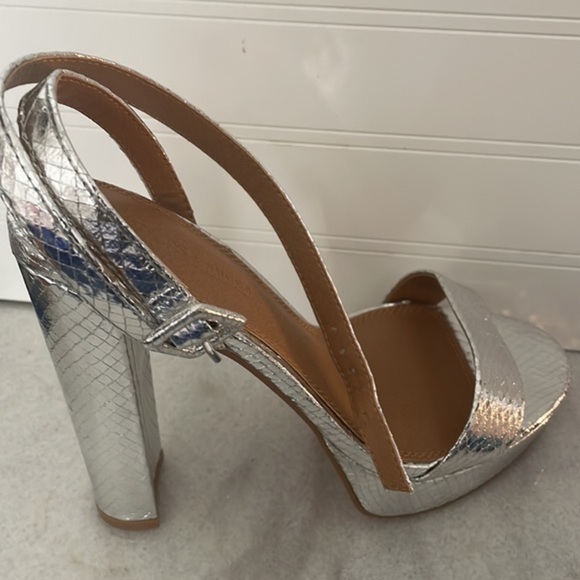 ASOS DESIGN heels Nutshell platform barely there heels silver snake size 9 - Picture 7 of 12